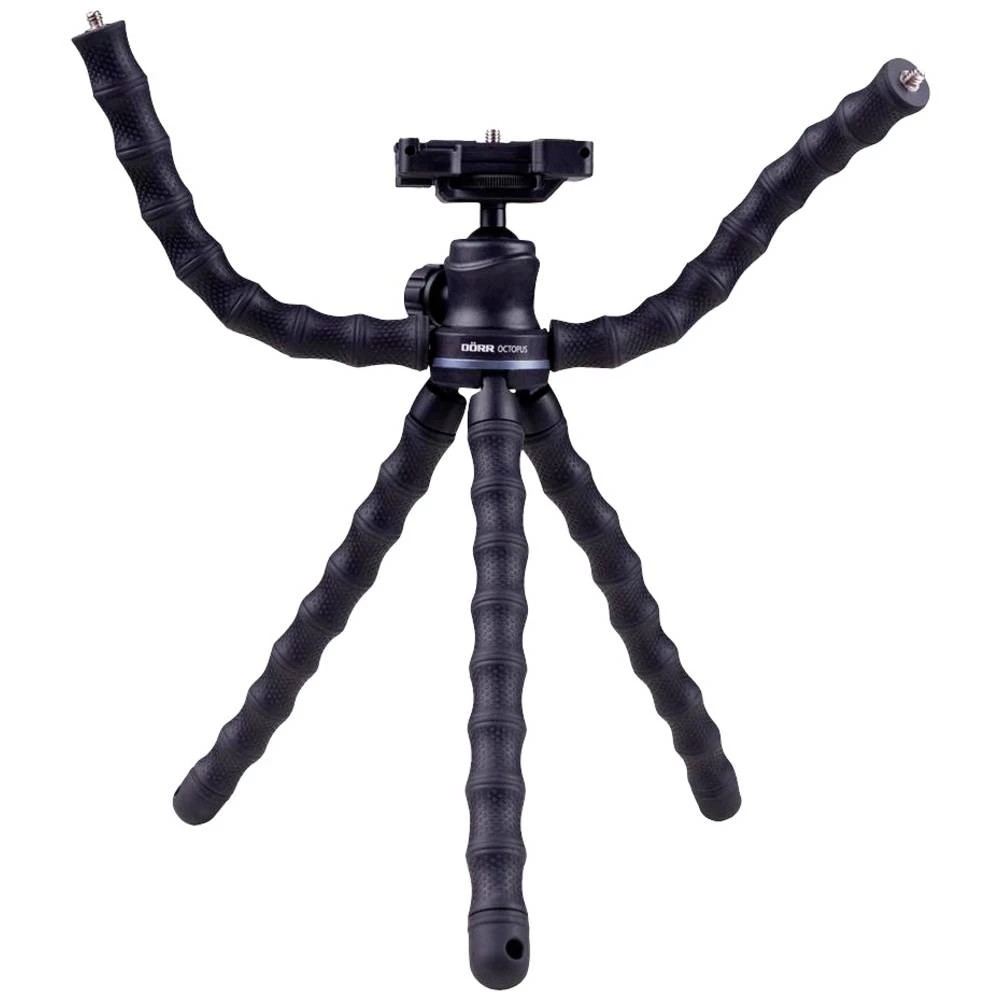 DÖRR Vlogging Octopus poseban stalak 1/4 inča Radna visina=15 - 28.5 cm crna uklj. držač pametnog telefona, loptasta glava slika