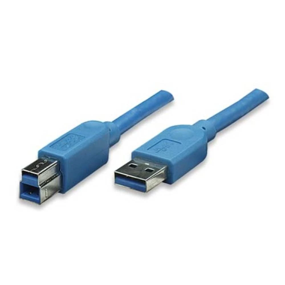 TECHly USB 3.0 Priključni kabel [1x Muški konektor USB 3.0 tipa A - 1x Muški konektor USB 3.0 tipa B] 3 m Plava boja pozlaćeni k slika