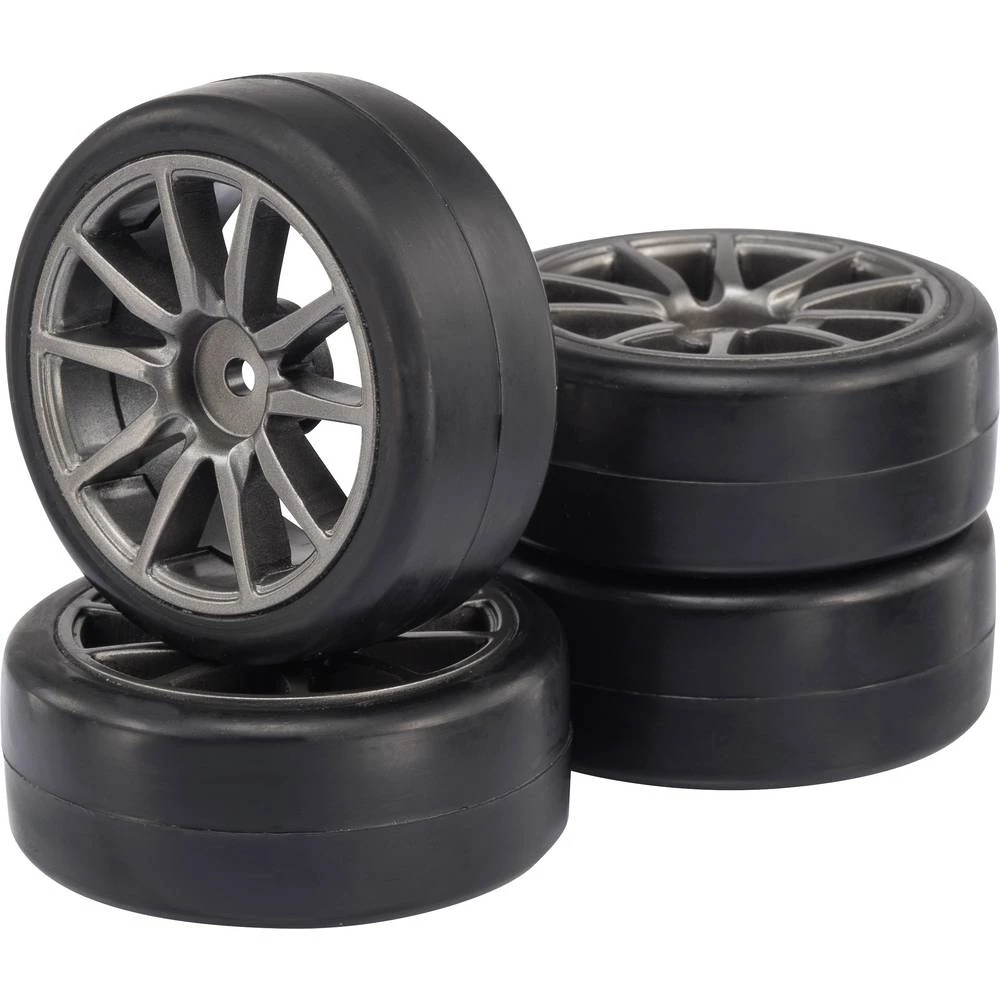 Reely 1:10 cestovni model kompletni kotači slick 10 krakova siva 4 St. slika