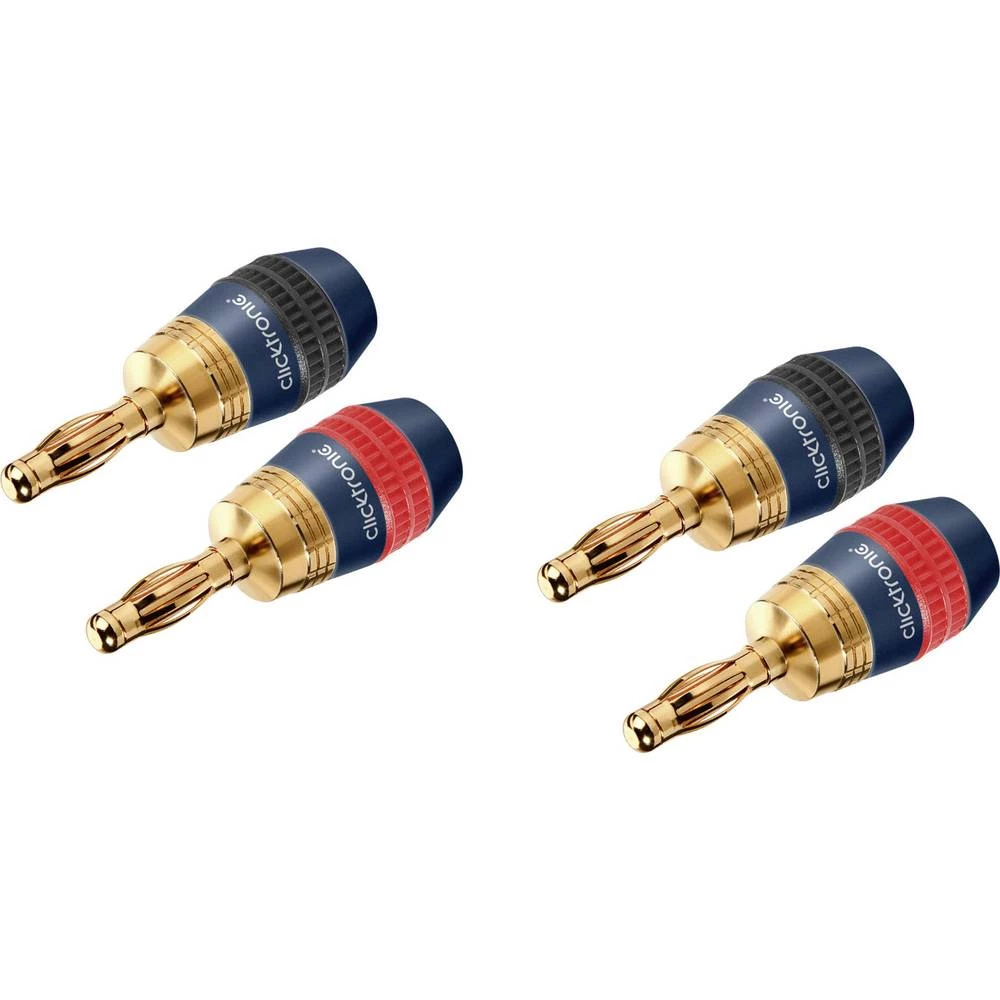 Banana utikač Ravni muški konektor Broj polova: 1 Zlatna, Crna/crvena clicktronic 4 ST slika