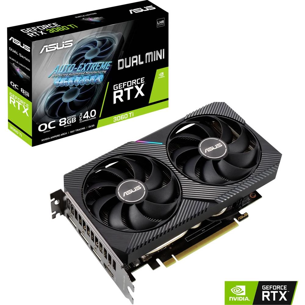 Asus grafička kartica Nvidia GeForce RTX 3060 Ti Dual Overclocked Mini 8 GB GDDR6-RAM PCIe x16  HDMI™, DisplayPort navijena slika