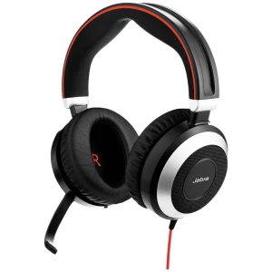 Jabra Evolve 80 računalo Over Ear Headset žičani stereo crna poništavanje buke, smanjivanje šuma mikrofona slušalice s mikrofonom, kontrola glasnoće slika