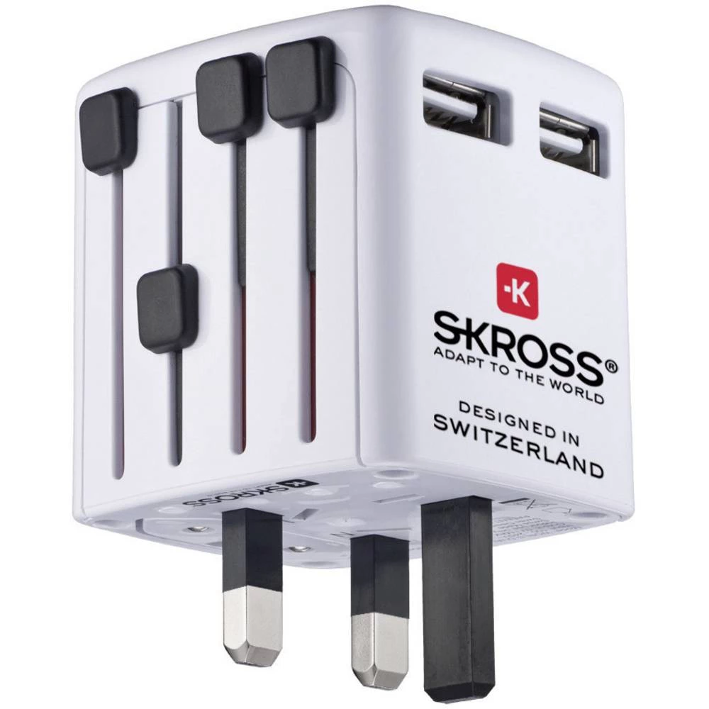 Skross 1 302 (320) 1.302320 USB punjač Utičnica Izlazna struja maks. 2400 mA 2 x USB s UK adapterom slika