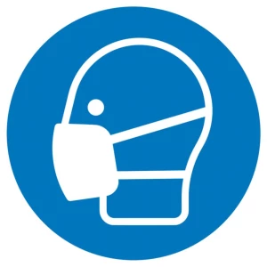 obvezni znak Upotrijebi masku, Higijena i udaljenost samoljepljiva folija (Ø) 200 mm  ISO 7010 1 St. slika