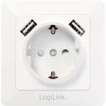 LogiLink PA0162 1-struki Podžbukna utičnica S USB-om IP20 Bijela