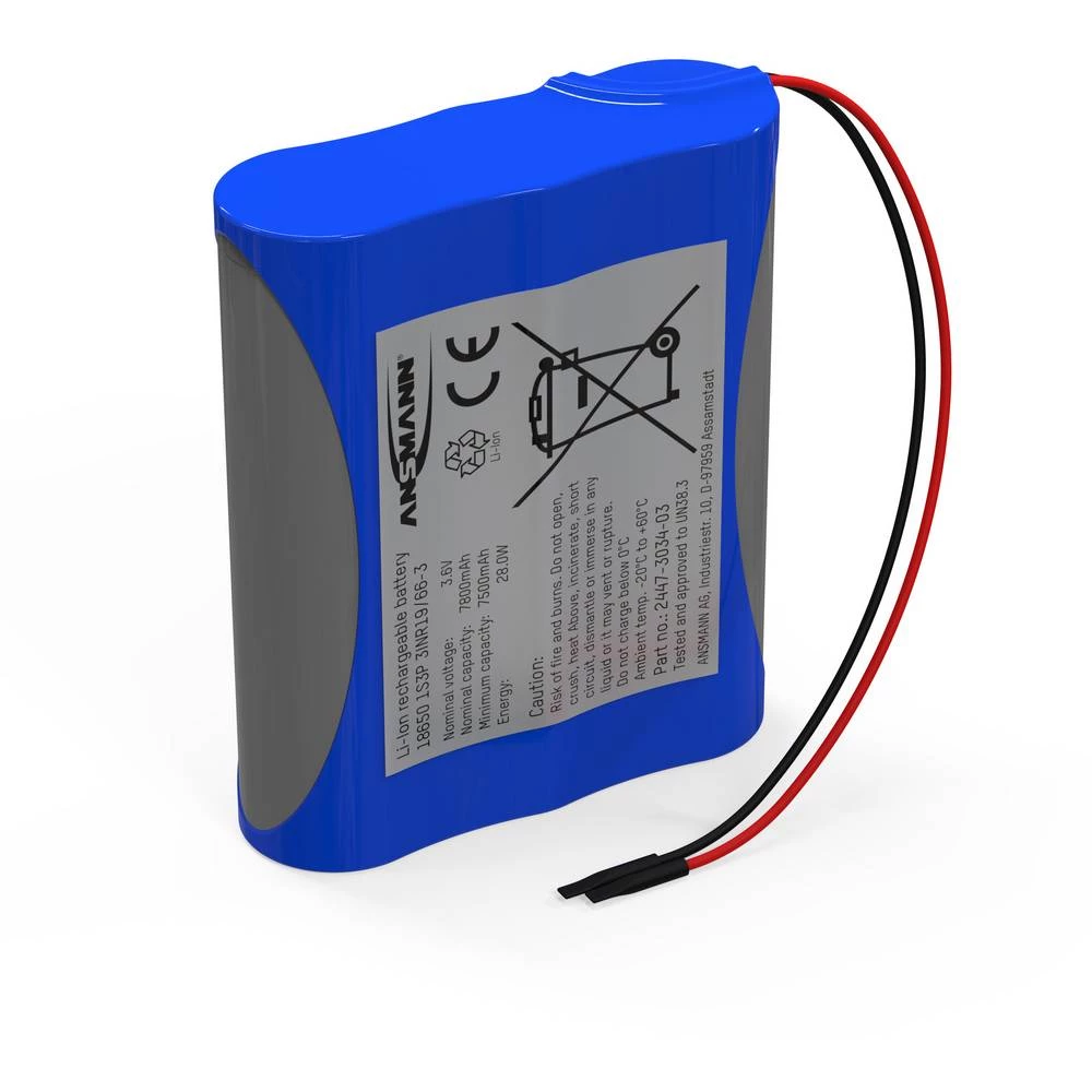 Ansmann 1S3P aku-pack 3x 18650 kabel li-ion 3.7 V 7800 mAh slika