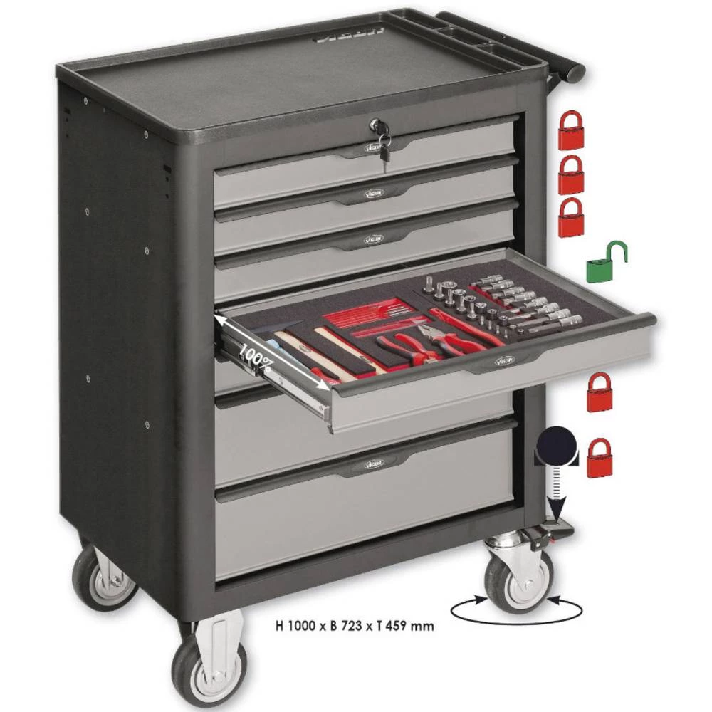 Voziček za delavnico VIGOR 1000 s 7 predali Vigor V1901 mere:(D x Š) 1000 mm x 723 mm 72 kg slika