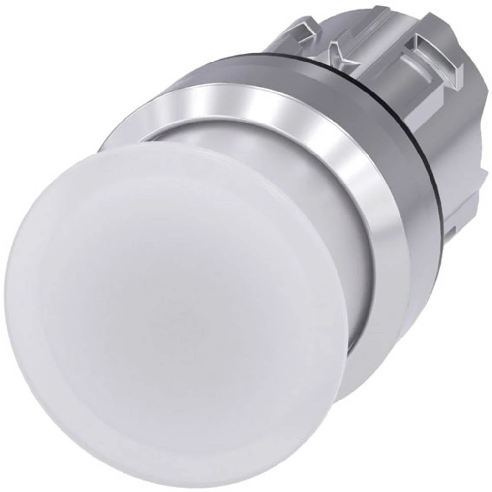 Siemens 3SU1051-1AD60-0AA0 gljivasto tipkalo prednji prsten od metala, visok sjaj dugme srebrna, bijela   1 St. slika