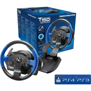 Upravljač Thrustmaster T150 RS Force Feedback USB 2.0 PlayStation 3, PlayStation 4, PC Crna/plava Uklj. pedale slika