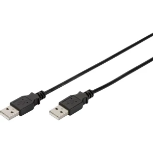USB 2.0 priključni kabel [1x USB 2.0 utikač A - 1x USB 2.0 utikač A] 1 m Digitus crni slika