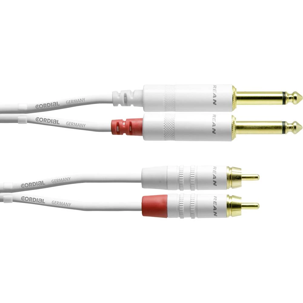 Audio Adapter cable [2x 6,3 mm banana utikač - 2x Muški cinch konektor] 1.50 m Bijela Cordial slika