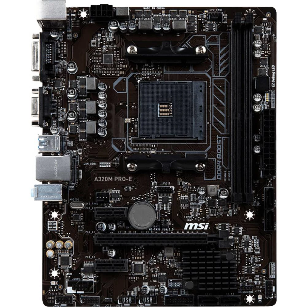 Matična ploča MSI A320M Pro-E Baza AMD AM4 Faktor oblika Micro-ATX Set čipova matične ploče AMD&reg; A320 slika