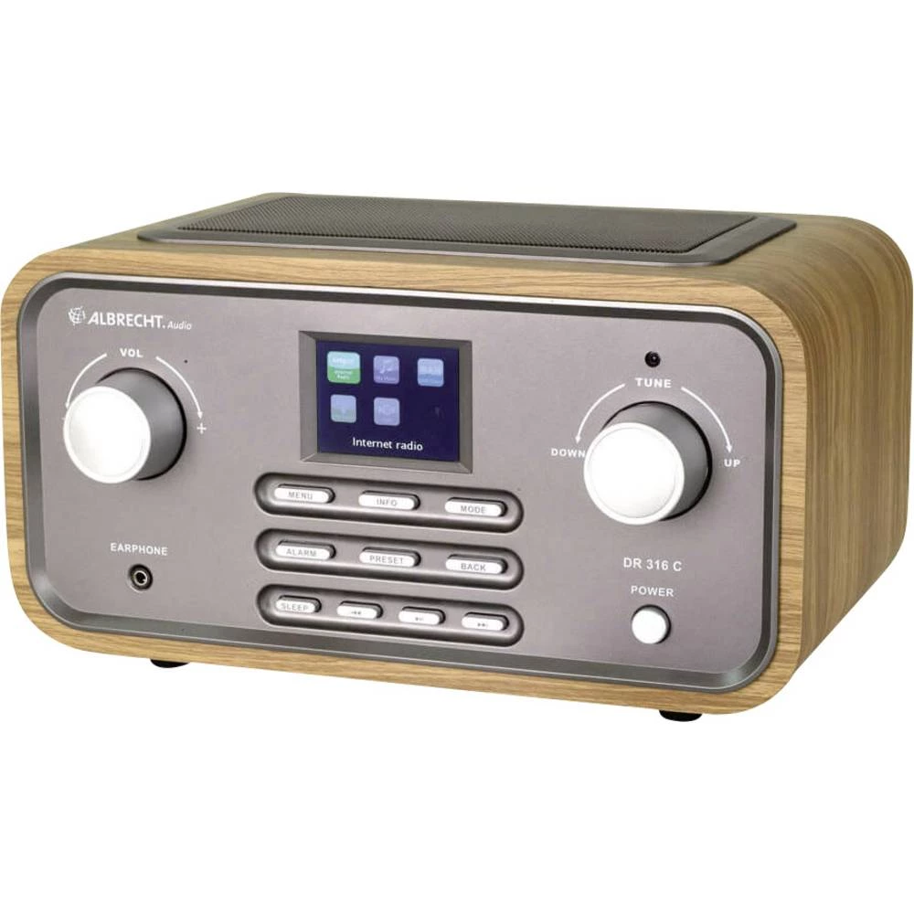 Internet Stolni radio Albrecht DR 316 C AUX, DAB+, UKW, WLAN, Internetski radio Drvo slika