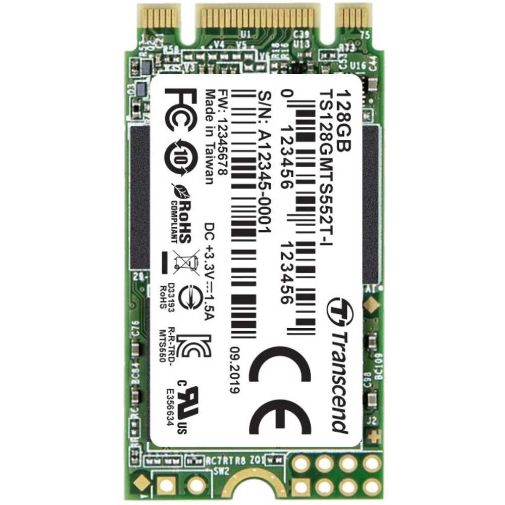 Transcend MTS552T-I 128 GB unutarnji M.2 PCIe NVMe SSD 2242 SATA 6 Gb/s maloprodaja TS128GMTS552T-I slika