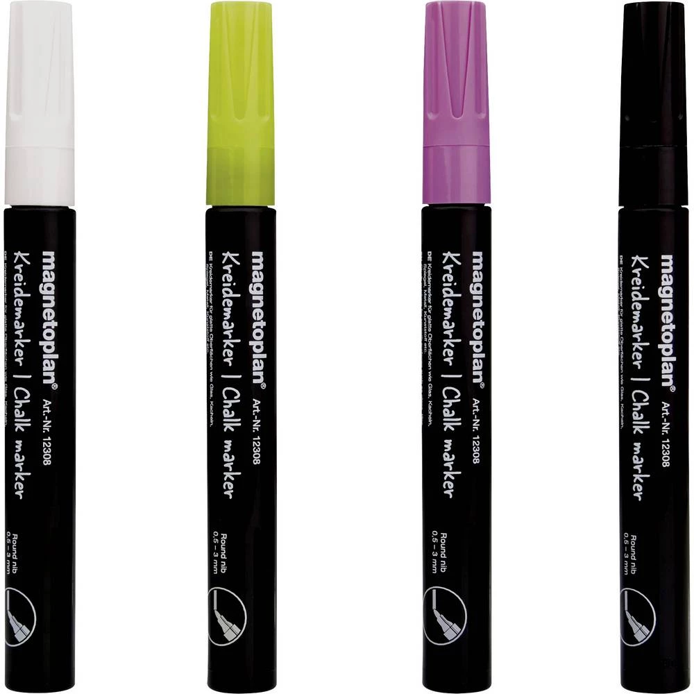 Magnetoplan 12308 12308 marker kreda bijela, žuta, ružičasta, crna 0.5 mm, 3 mm slika