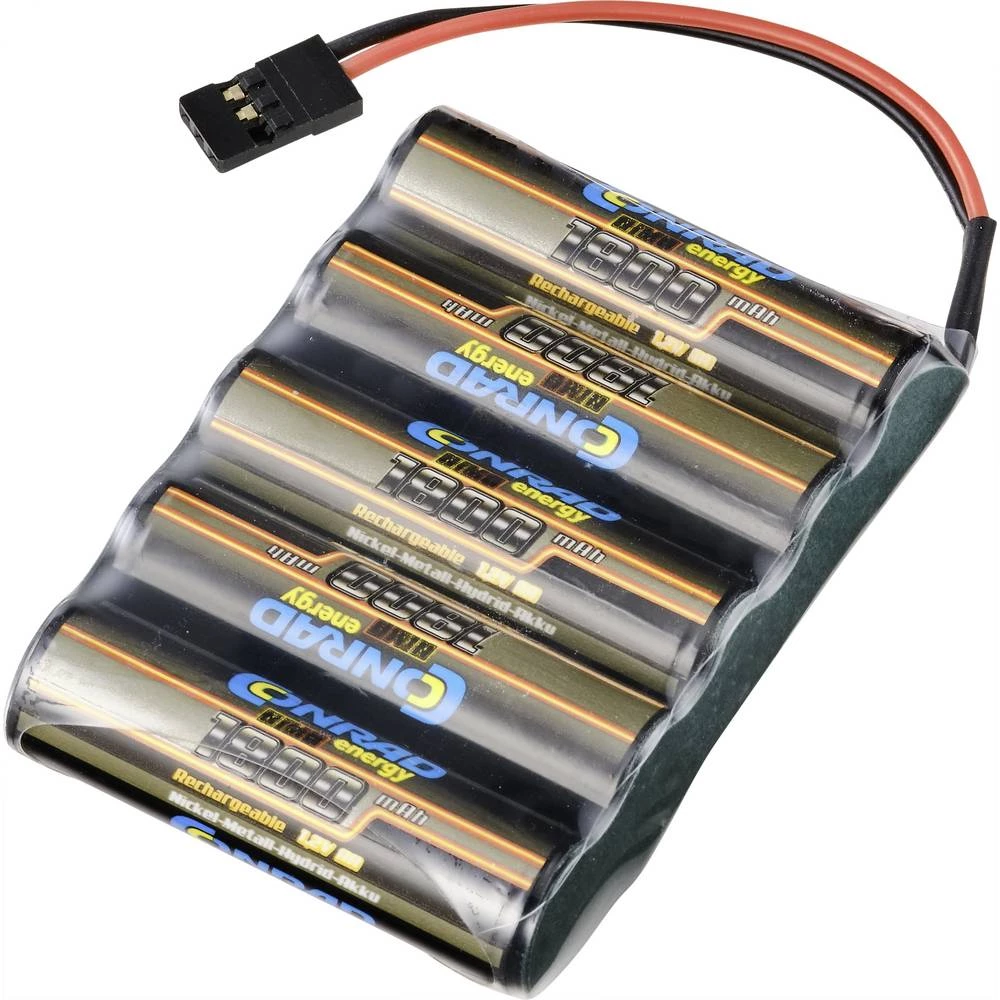 Conrad energy NiMH akumulator za prijemnike modela 6 V 1800 mAh side by side JR utičnica slika
