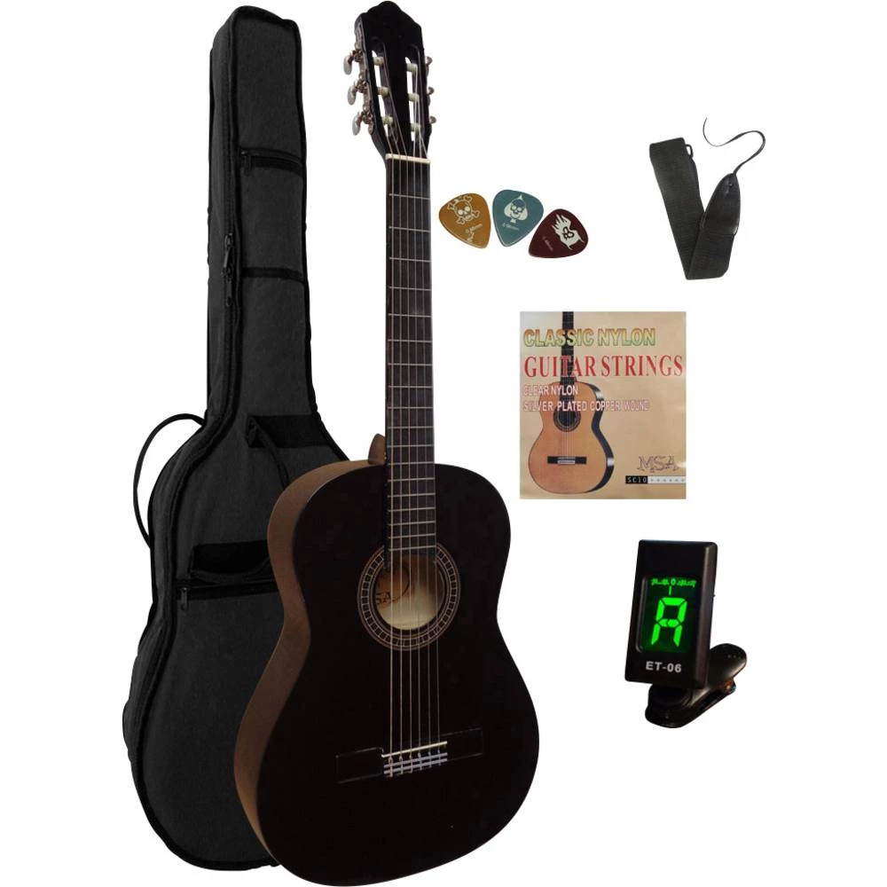 Klasična gitara-komplet MSA Musikinstrumente C 21 Set Clip 4/4 Crna Uklj. torbu slika