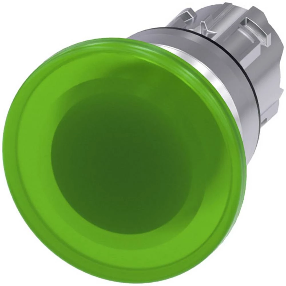 Siemens 3SU1051-1BD40-0AA0 gljivasto tipkalo prednji prsten od metala, visok sjaj dugme srebrna, zelena   1 St. slika