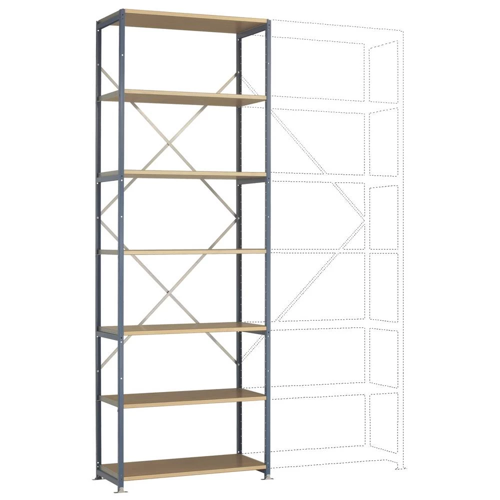 Manuflex RP1608.6011 osnovni modul regalne police 100 kg (Š x V x D) 970 x 3000 x 600 mm čelik obložen s prahom zelena r slika