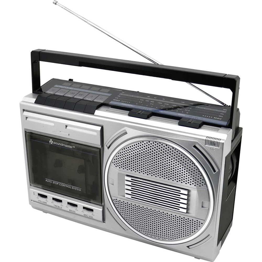 soundmaster radio s kasetofonom FM, MW (1018) kaseta, USB, UKW, MW, KW, Bluetooth®, AUX crna, srebrna slika