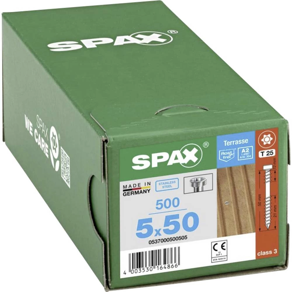 SPAX 0537000500505 vijak za drvo 5 mm 50 mm T-STAR plus nehrđajući čelik A2 500 kom. slika