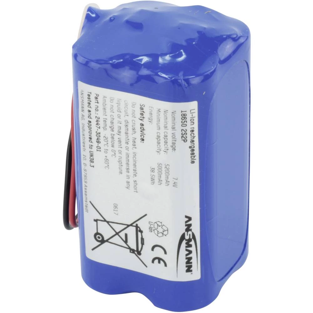 Aku-pack 4x 18650 Kabel Li-Ion Ansmann 2S2P 7.4 V 5200 mAh slika