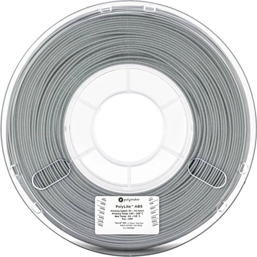 3D pisač filament Polymaker PolyLite 70641 ABS plastika 1.75 mm Siva 1 kg slika