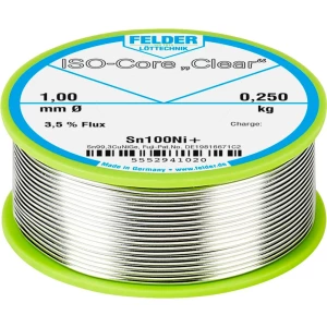 Felder Löttechnik ISO-Core "Clear" Sn100Ni+ Lemna žica, bezolovna Svitak Sn99.25Cu0.7Ni0.05 0.250 kg 1 mm slika