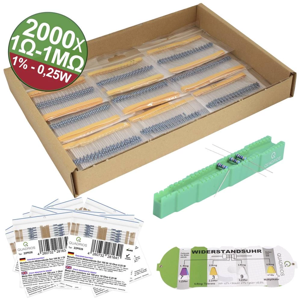 Quadrios 23P129 metalnoslojni otpor   aksijalno ožičen  0.25 W 1 % 2000 St. slika