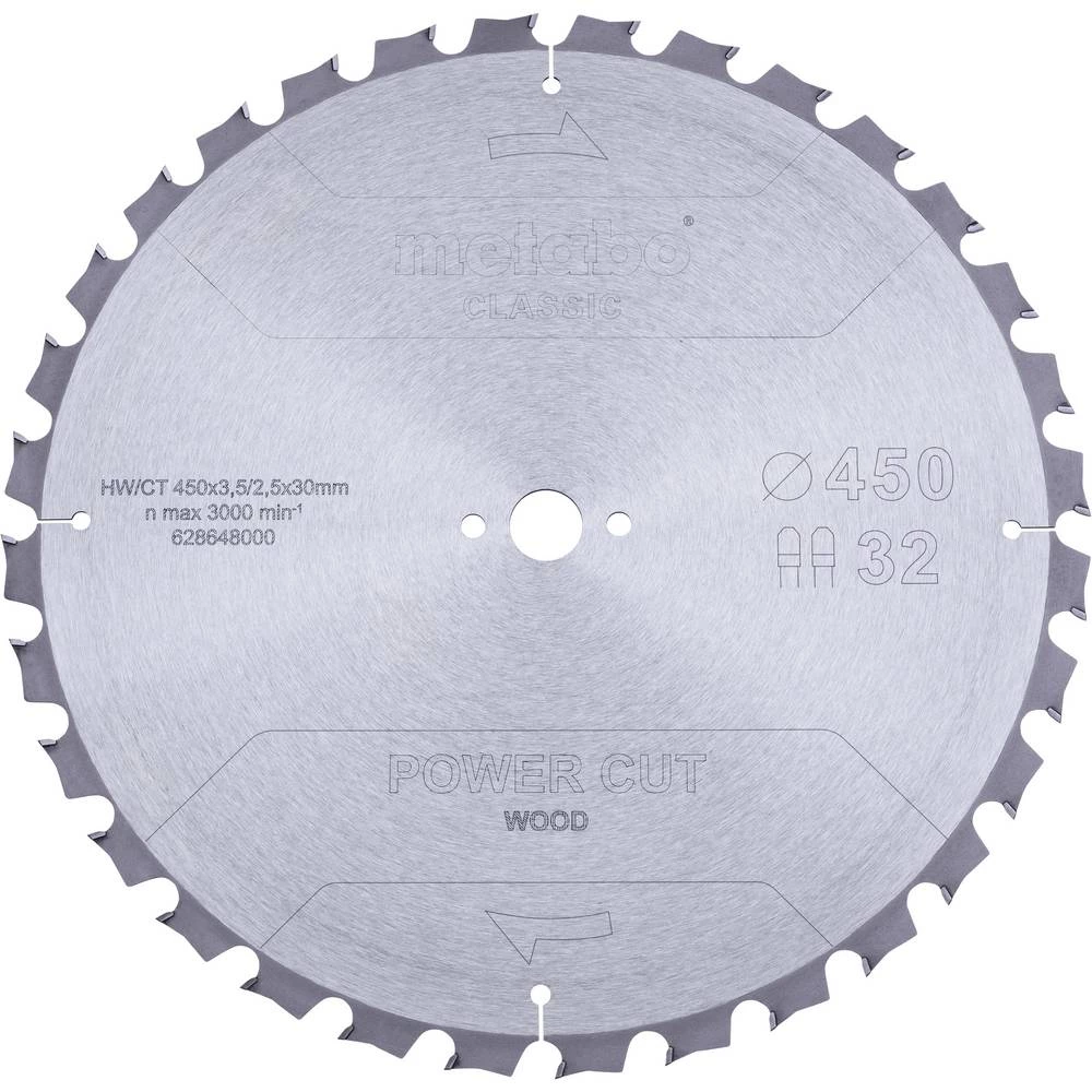 Metabo POWER CUT WOOD CLASSIC 628648000 list kružne pile 450 x 30 x 2.5 mm Broj zubaca (po inču): 32 1 St. slika