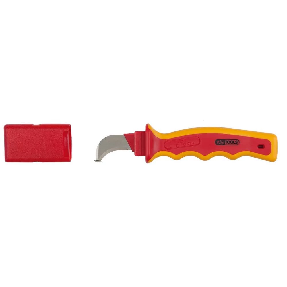 Kabelski nož sa zaštitnom izolacijom i kukastom oštricom, 200 mm KS Tools 117.1331 slika