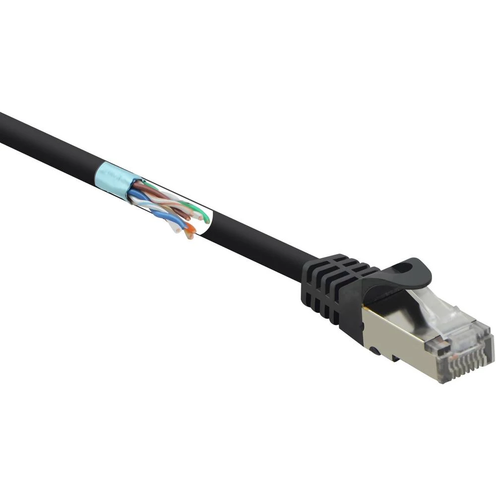 Renkforce    RF-4732880    RJ45    mrežni kabeli, patch kabeli    cat 5e    F/UTP    1.00 m    crna    sa zaštitom za nosić    1 St. slika