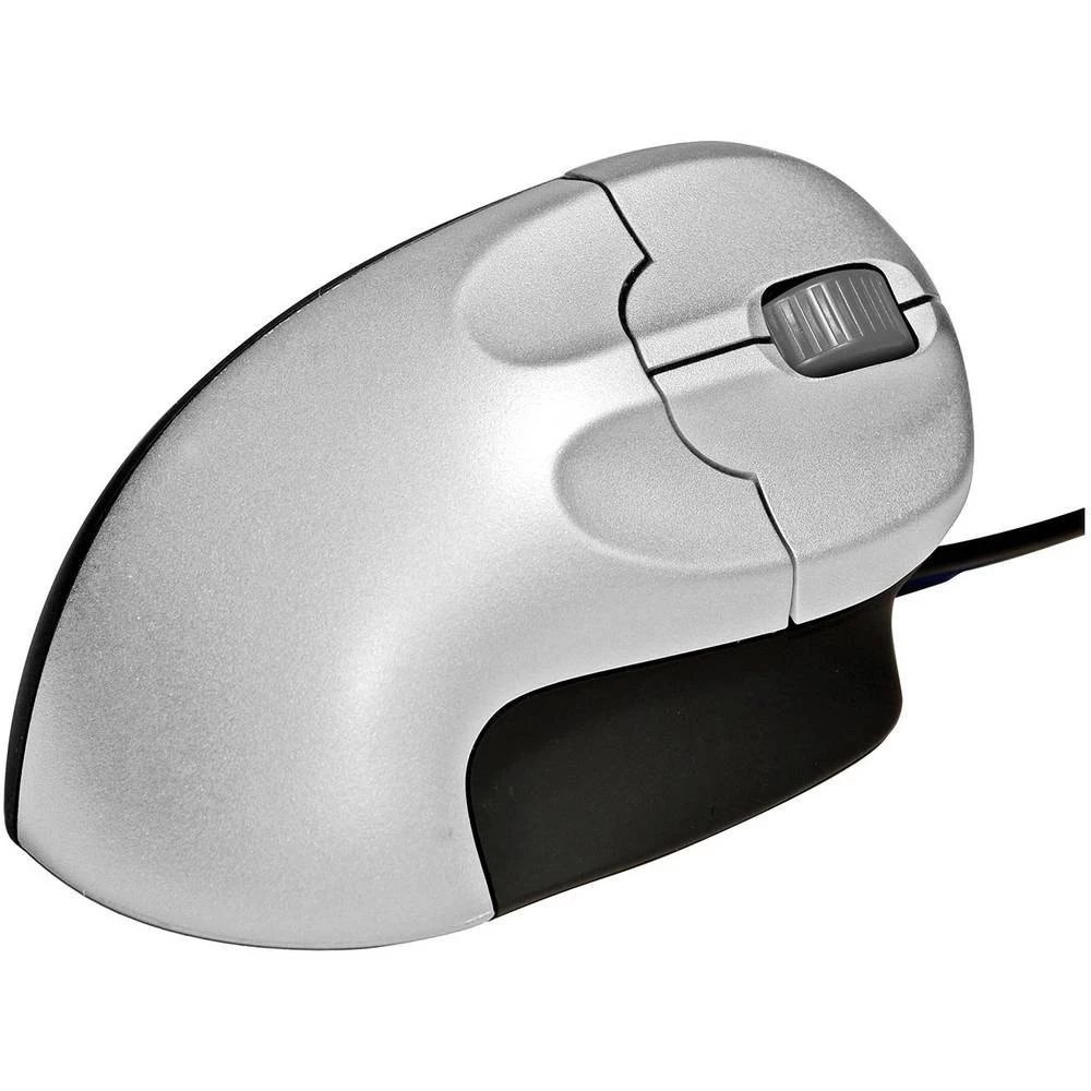 BakkerElkhuizen GripMouse Ergonomski miš Optički Ergonomski, Extra velike tipke Srebrno-crna slika