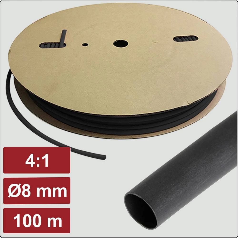 Electronic Garage EG25CA108 skupljajuća cijev s ljepilomi crna 8 mm 2 mm Stopa skupljanja:4:1 100 m slika