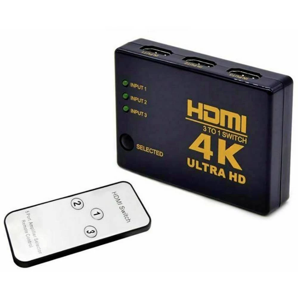 3 vrata HDMI prekidač sa daljinskim upravljačem, mogućnost 3D upotrebe  3840 x 2160 piksel slika