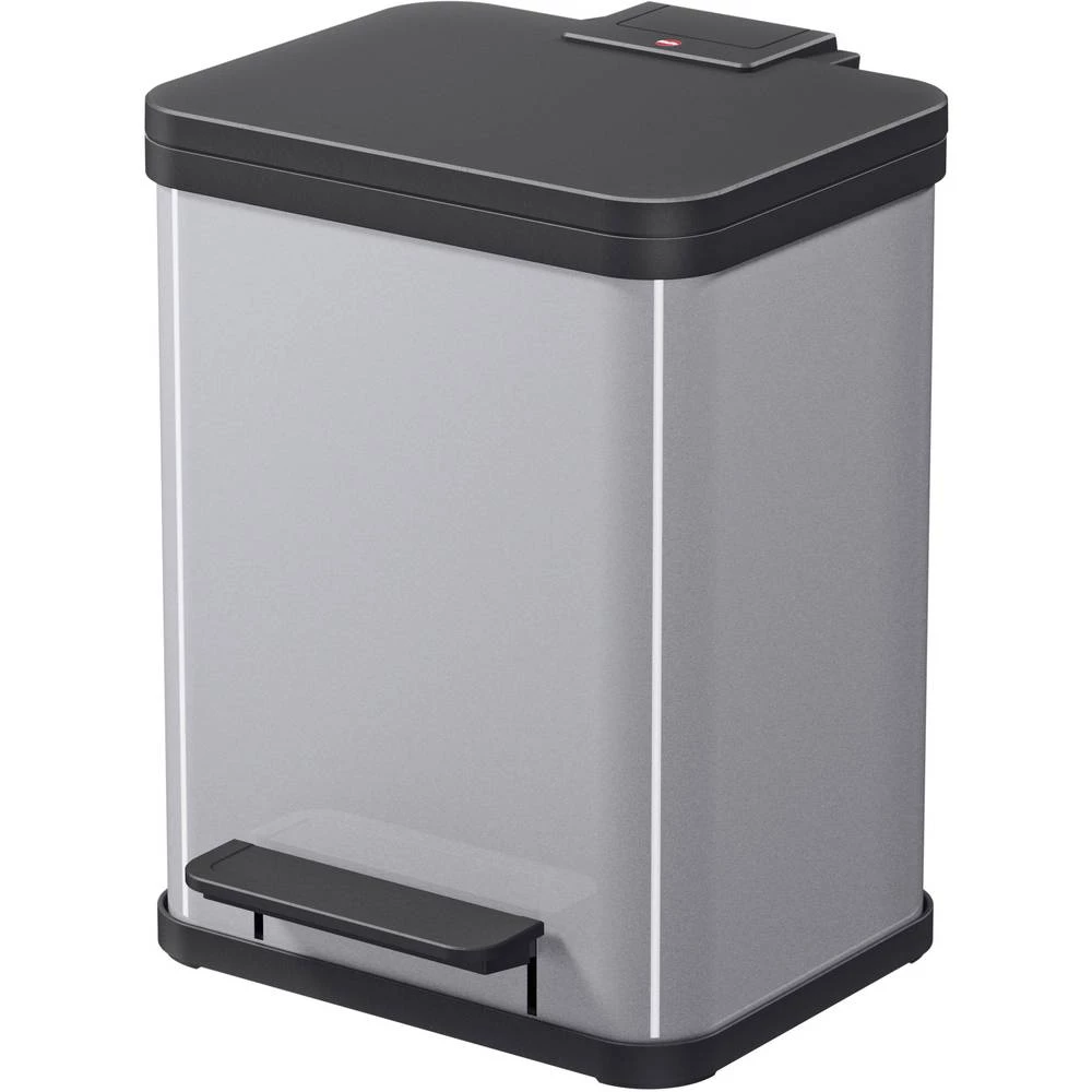 Kontejner za limenke 18 l Hailo Öko duo plus M (Š x V x d) 320 x 430 x 330 mm Srebrna, Crna Mehanizam stopalo-pedal 1 ST slika