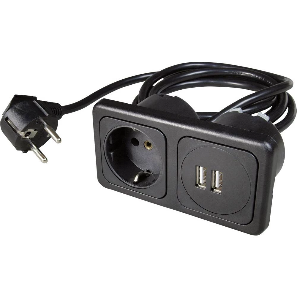 inprojal elektrosysteme 9016-104.81 1-struki Ugradbena utičnica S USB-om IP20 Crna slika