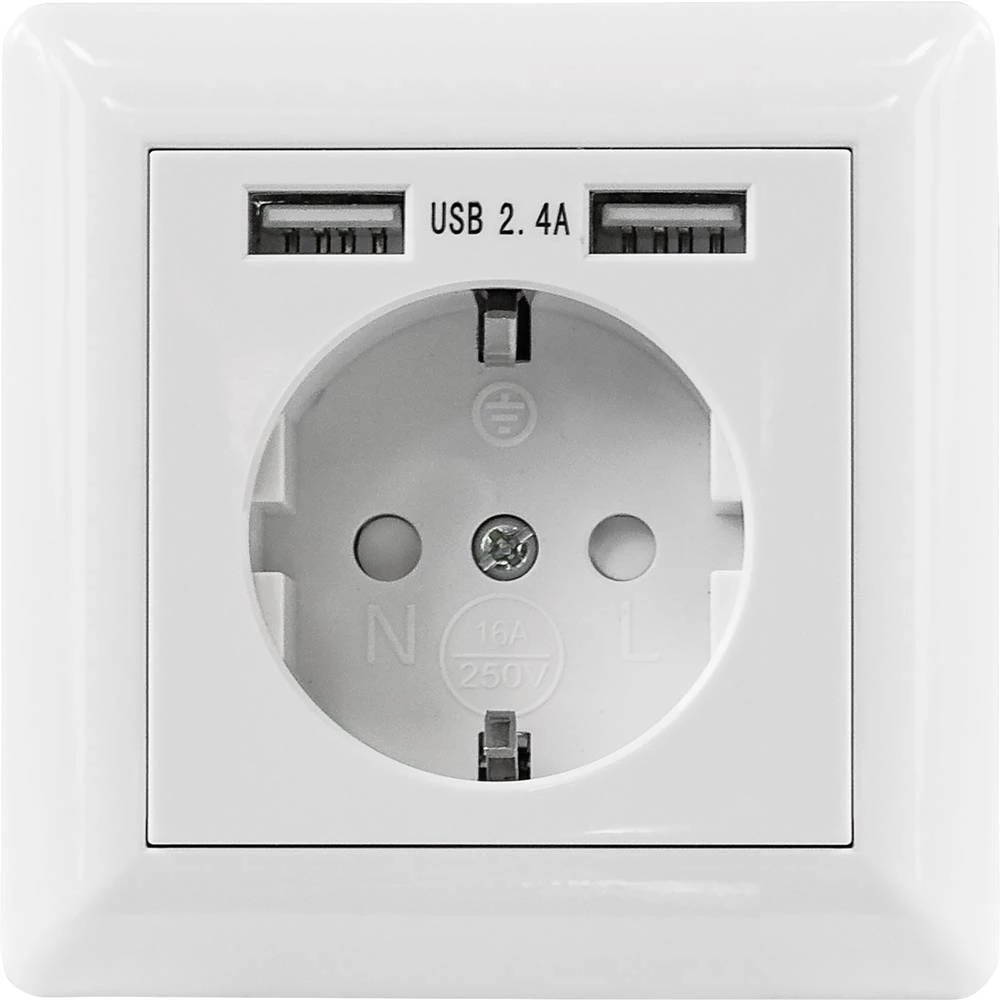 2-struki USB utičnica za punjenje IP20 Bijela Intellinet 772174 slika