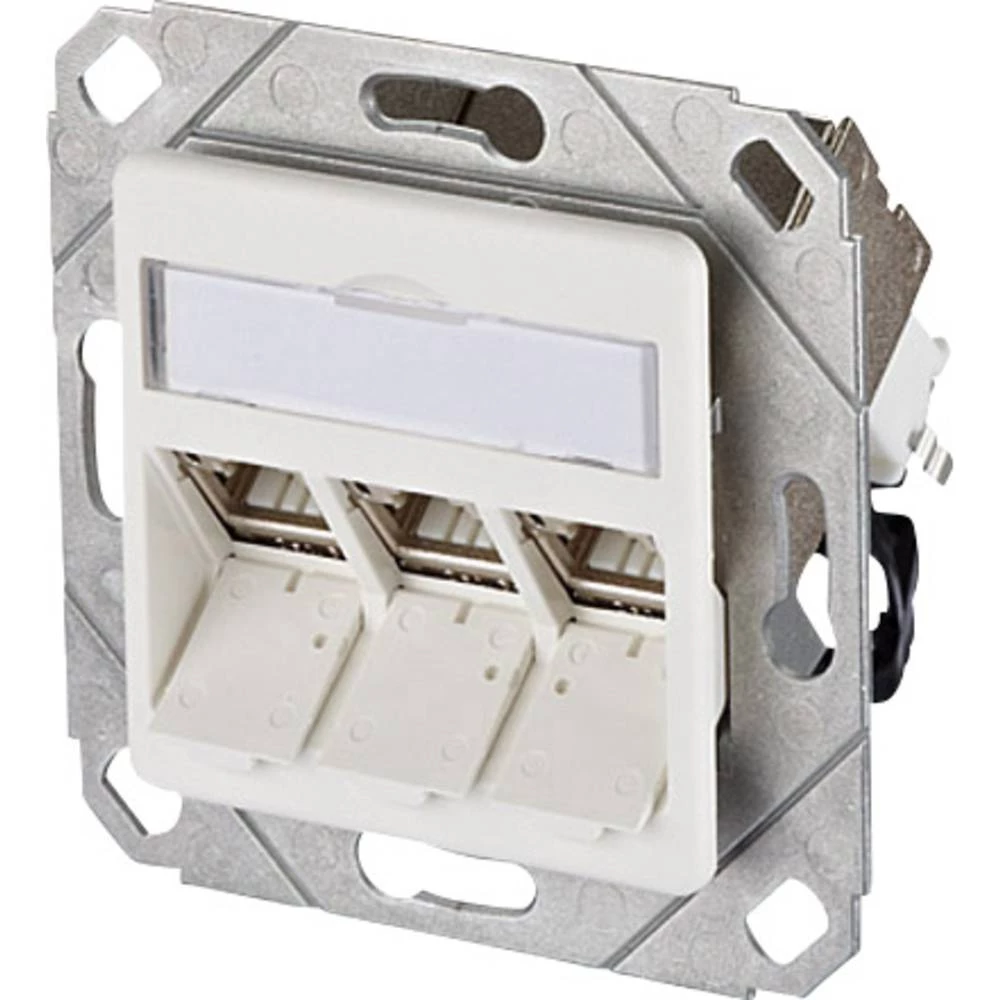 Mrežna utičnica Podžbukna Upotreba/utičnica sa središnjom pločom 3 vrata Metz Connect Čista bijela slika