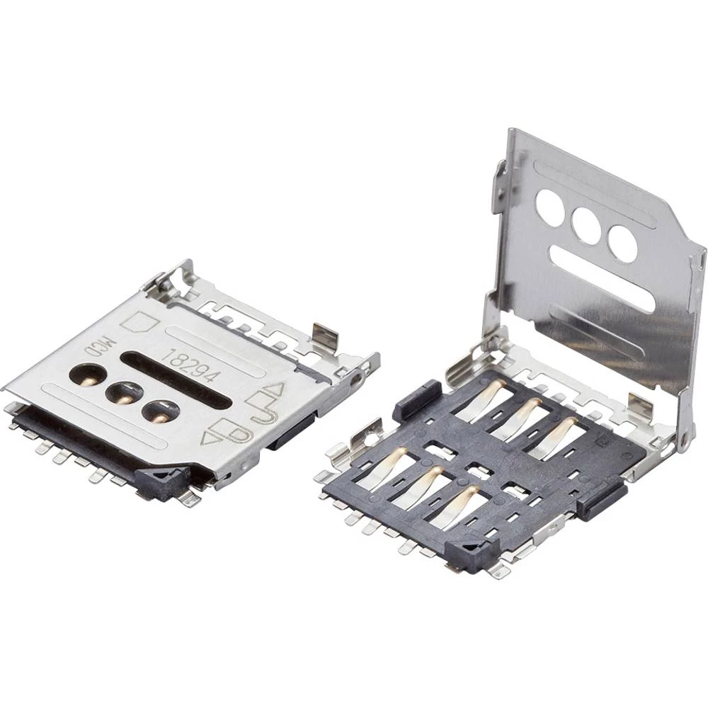 Molex 788000001 1200 pcs 1.50mm Height Hinged-style micro-SIM Card Socket without Detect Switch, Surface Mount, 6 Circuits, Low-Ha slika