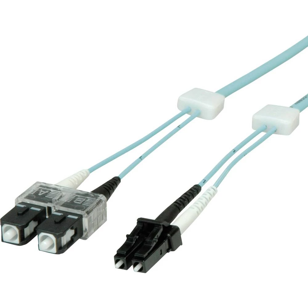 Easylan LSD32100100 staklena vlakna svjetlovodi priključni kabel 10.00 m tirkizna Multimode OM3 slika