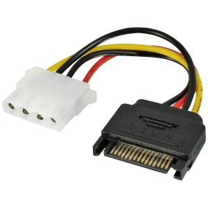 LINDY struja adapterski kabel [1x 4-polni električni ženski konektor ide - 1x električni muški konektor sata] 0.12 m višebojna slika