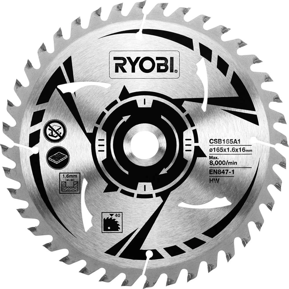 Ryobi 5132002774 promjer: 165 mm Broj zubaca (po inču): 40 Debljina:1.6 mm List pile slika