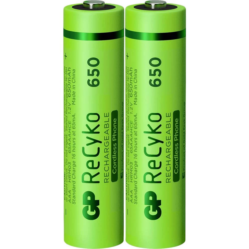 GP Batteries ReCyko+ DECT Phone HR03 micro (AAA) akumulator NiMH 650 mAh 1.2 V 2 St. slika