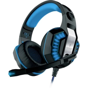 Berserker Gaming FREYER igraće naglavne slušalice sa mikrofonom 2x 3,5 utičnica (mikrofon/slušalice), USB sa vrpcom, stereo preko ušiju crna, plava boja slika