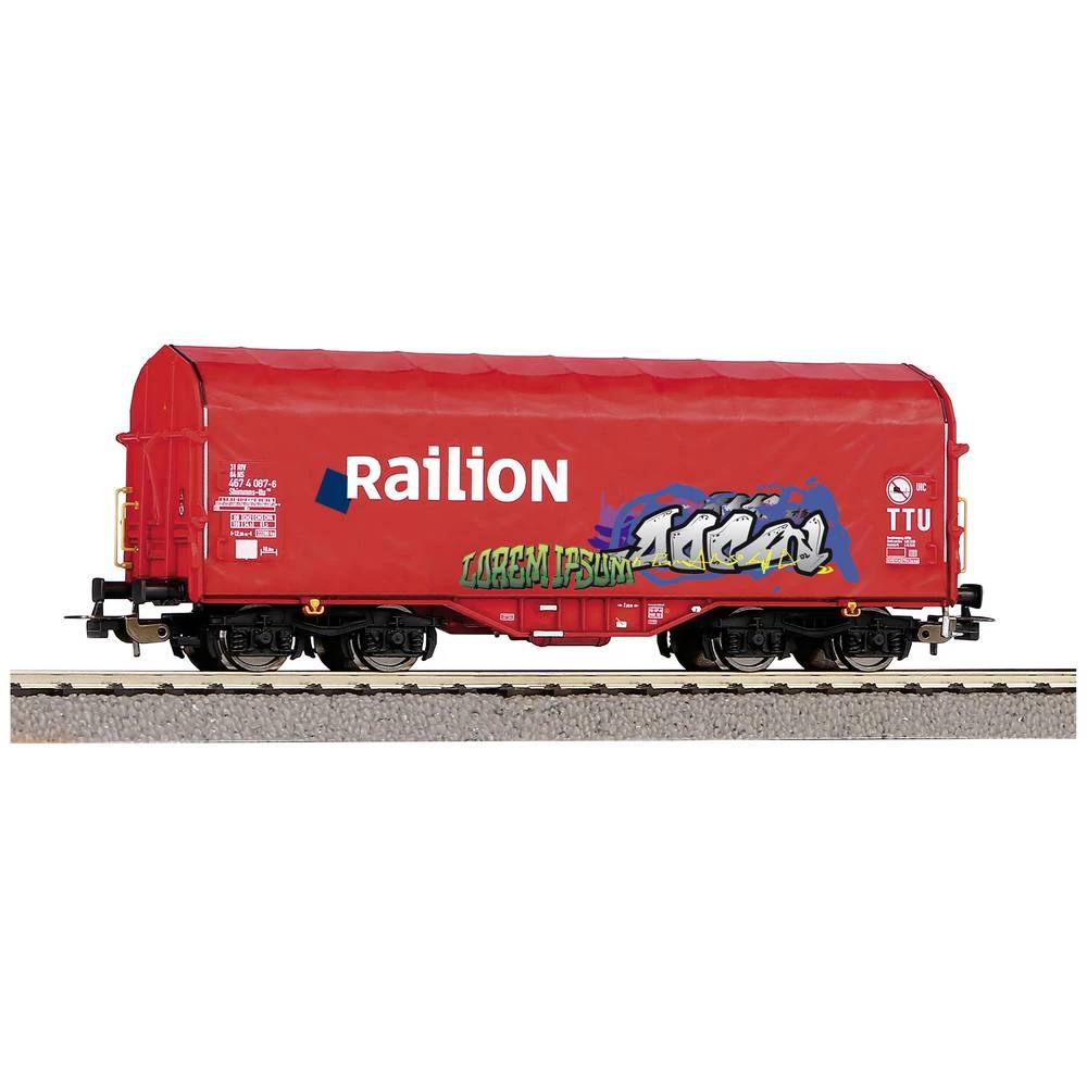 PIKO 58981 H0 klizni ceradski vagon Railion s NS grafitima slika