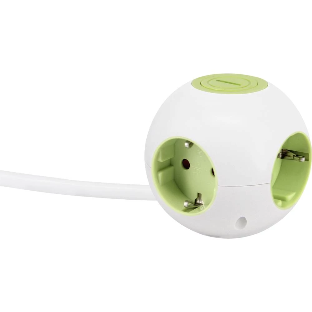 GAO EMP604K green Razdjelna letva s prekidačem 4-struki Bijela/zelena Utičnica slika