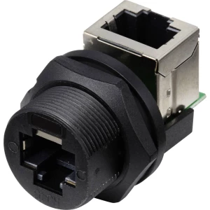 TRU COMPONENTS TC-E13T-FR6-PRF-90 RJ45 utičnica na utičnicu (90°) stražnja montaža IP67 (s navojem) TC-13543660 Broj pol slika