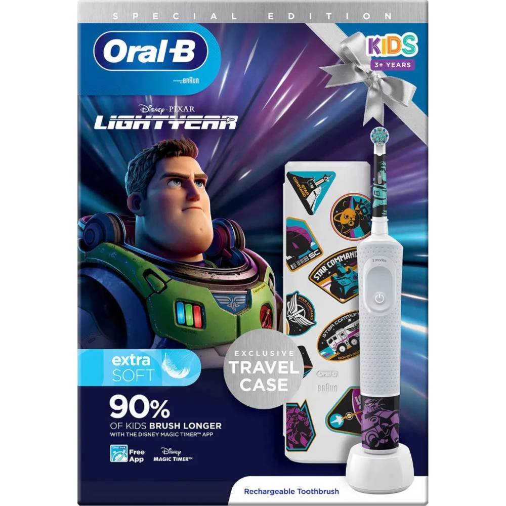 Oral-B Vitality D100.413 Kids Lightyear D100.413.2K električna četkica za djecu rotirajuća/oscilirajuća bijela, ljubičas slika