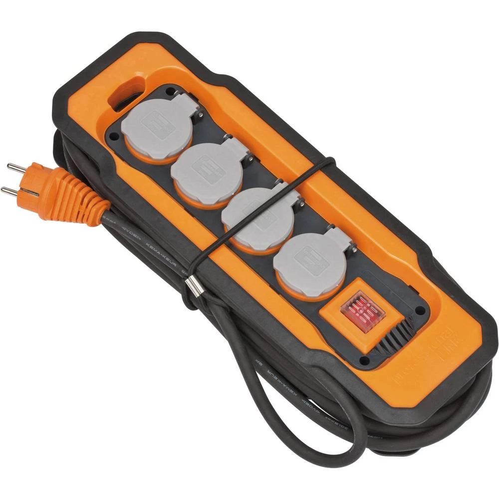 Brennenstuhl 9156480100 Razdjelna letva s prekidačem 4-struki Crna, Narančasta, Siva Utičnica slika